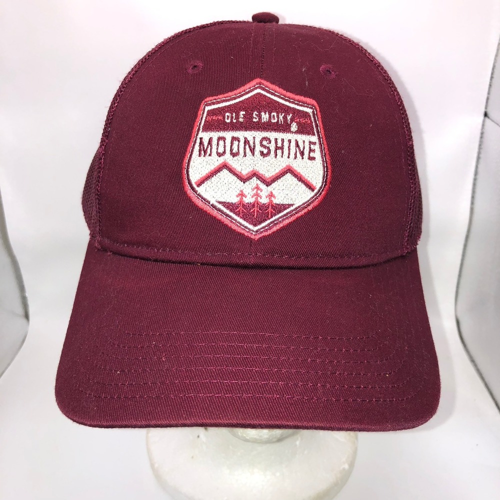 Ole Smoky Moonshine Trucker‎ Hat OTTO Maroon Burgundy Mesh Snapback Cap 83-473